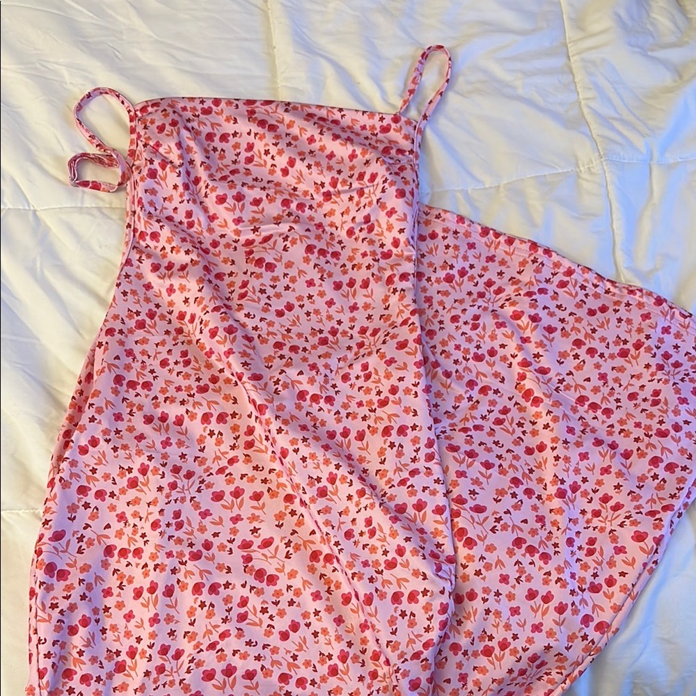 Floral Pink Dress with Spaghetti Straps